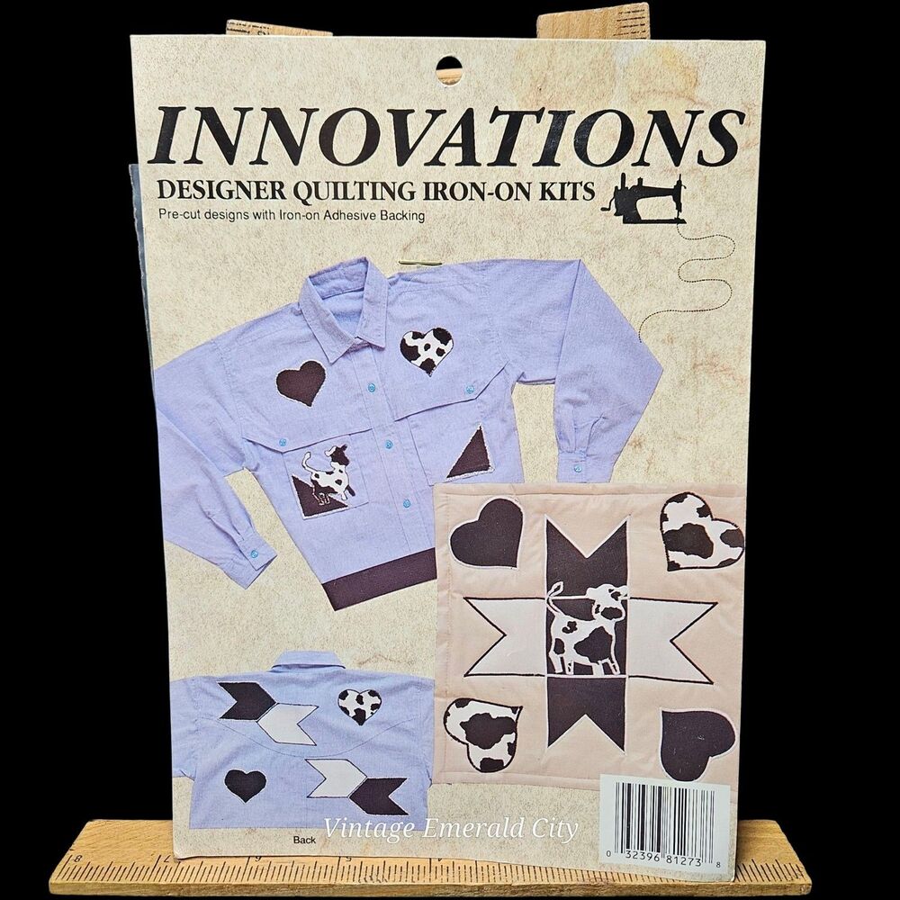 Vtg Complete Kit with Iron- on Adhesive Backing Cow Theme Stan Rising Co. 1993
